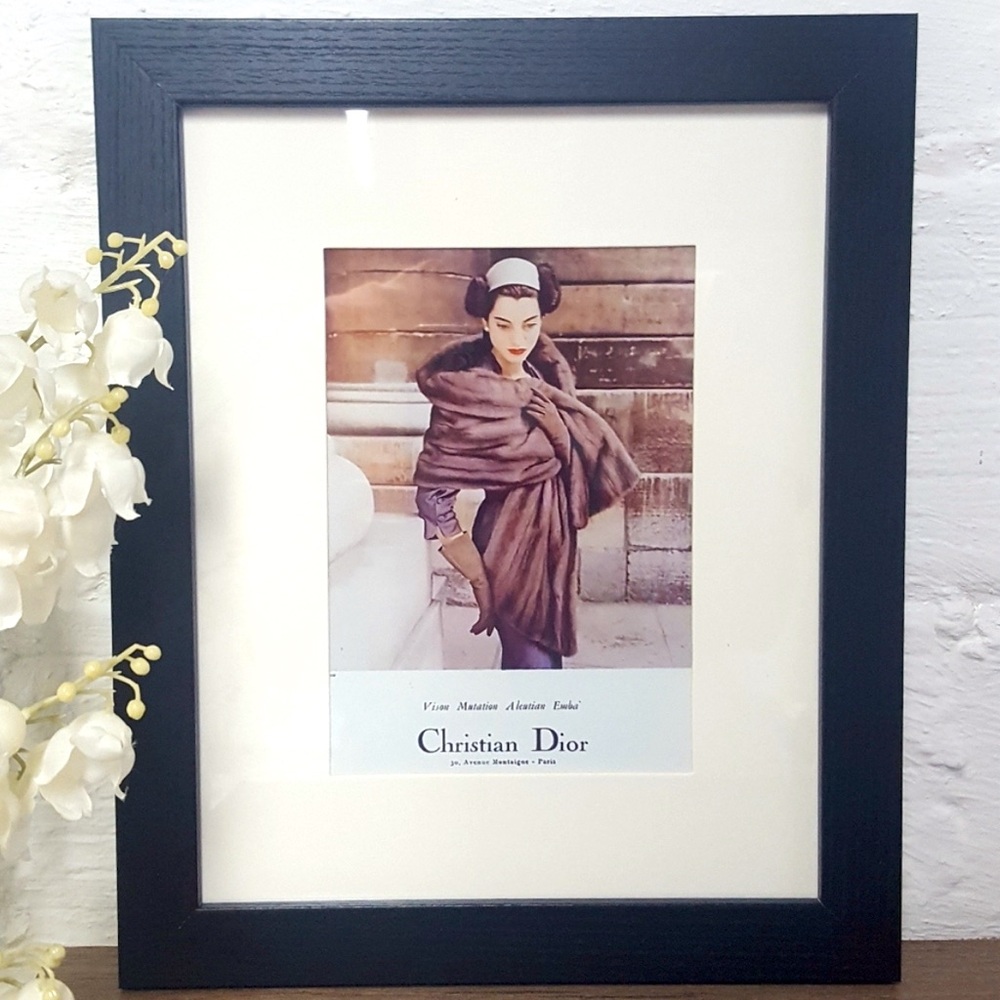 Christian Dior Vintage 1950’s Framed Ad